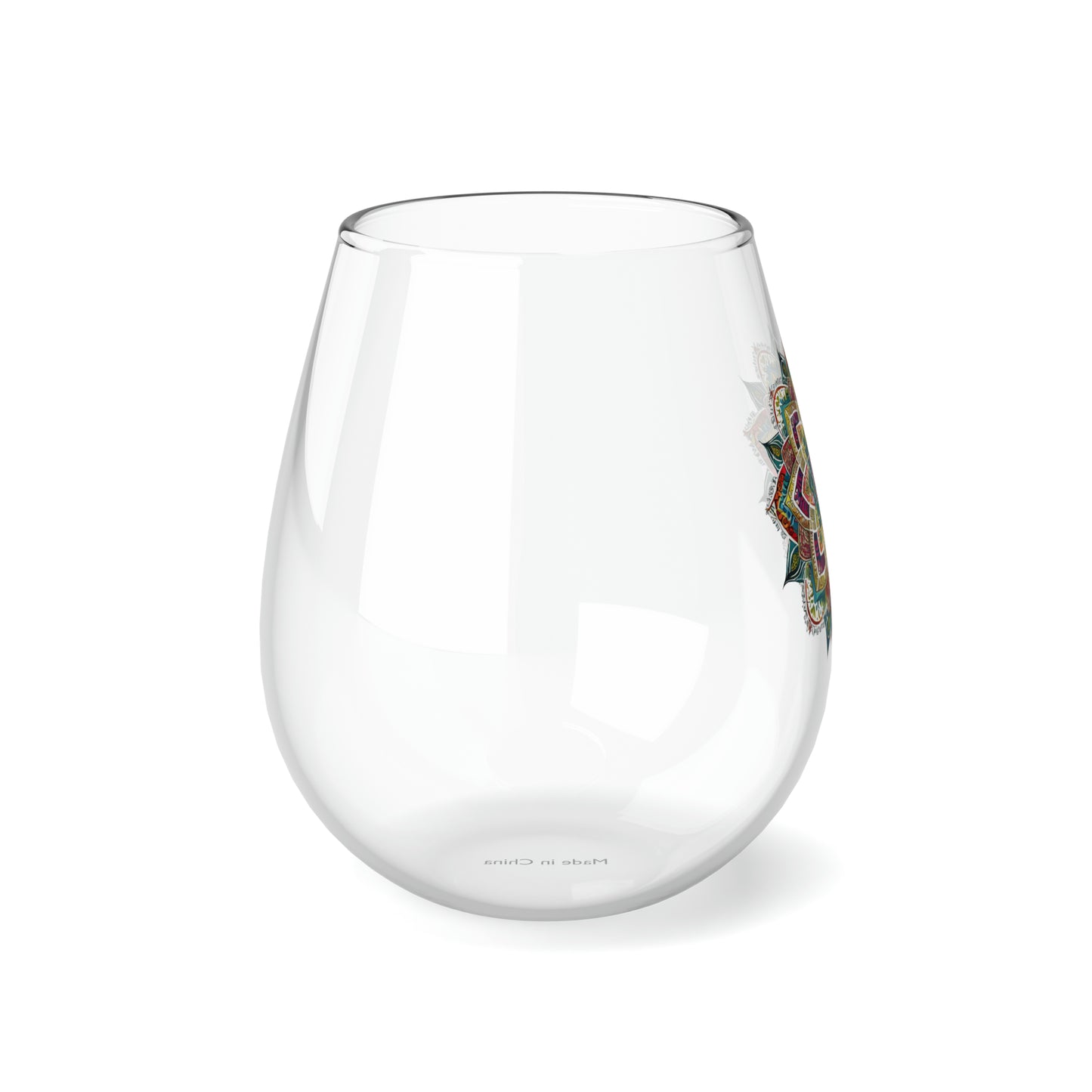 Multicolor Mandala Stemless Wine Glass