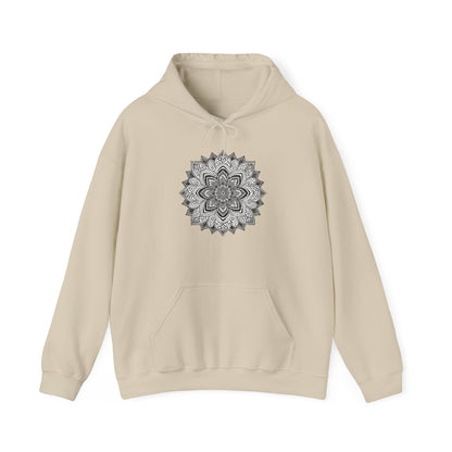 Men's Black and White Mandala Pullover Hoodie