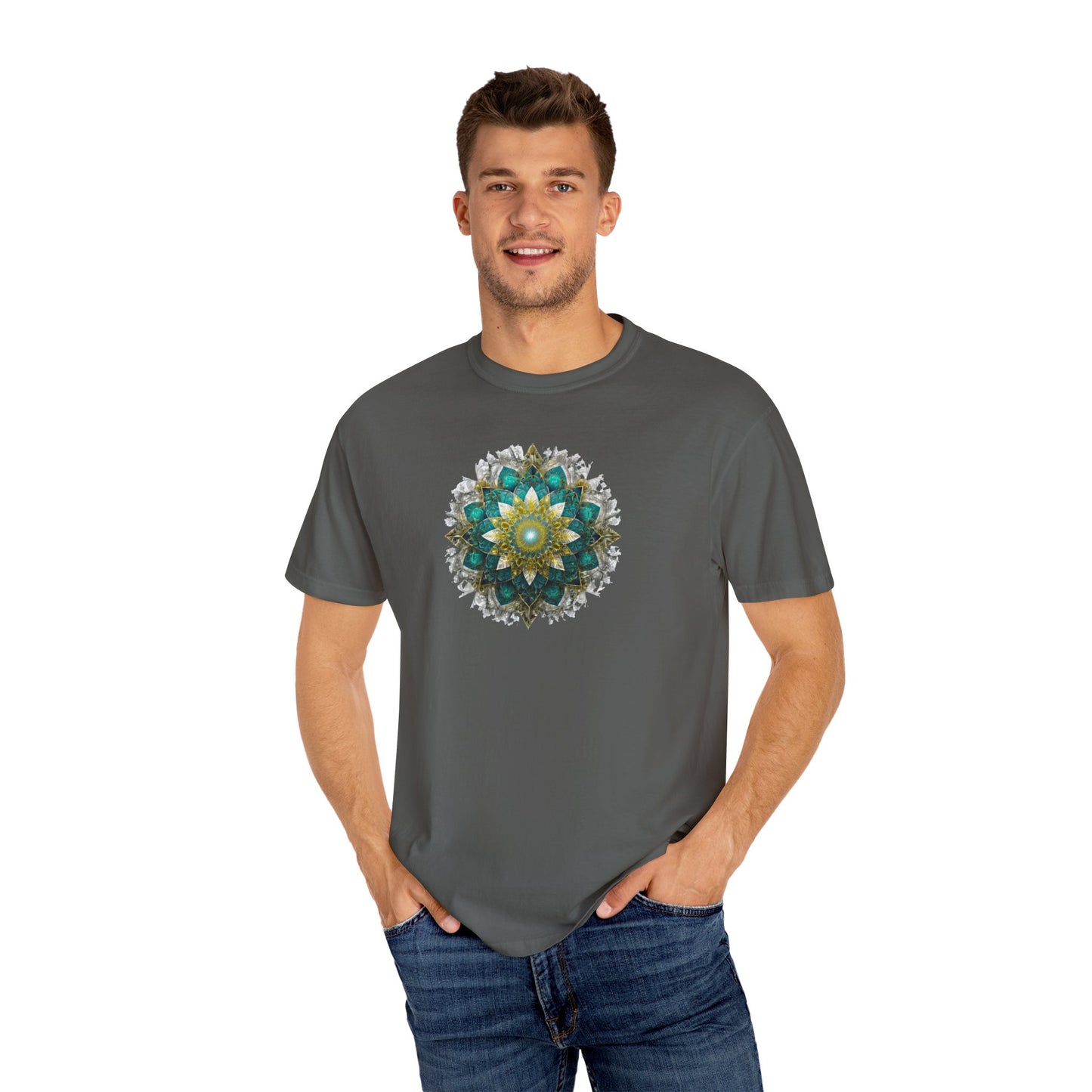 Men's Teal and Gold Mandala Tee