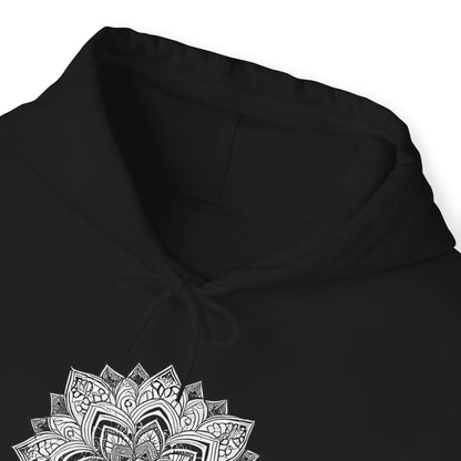 Men's Black and White Mandala Pullover Hoodie