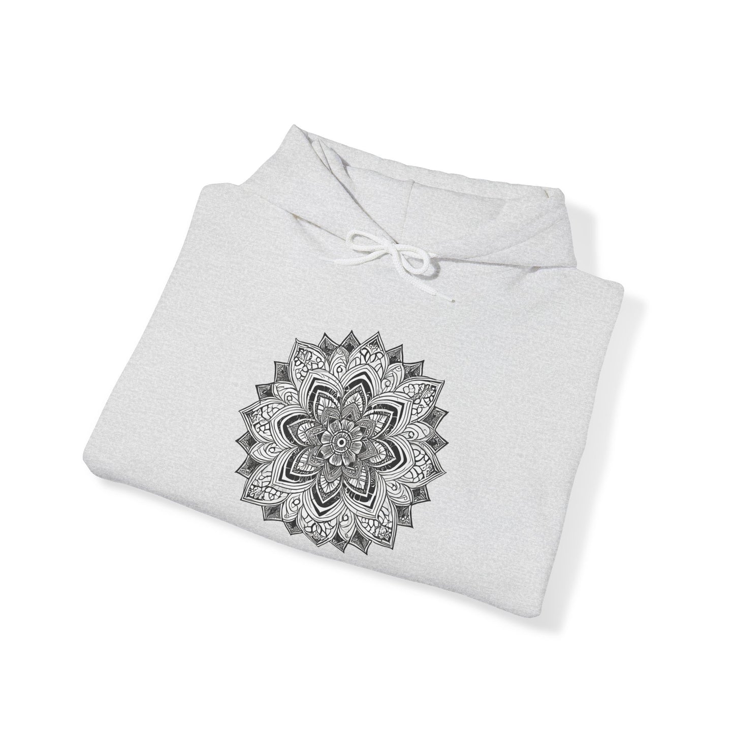 Men's Black and White Mandala Pullover Hoodie