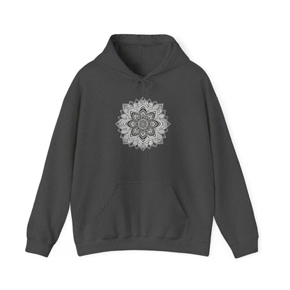 Men's Black and White Mandala Pullover Hoodie