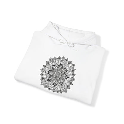 Men's Black and White Mandala Pullover Hoodie