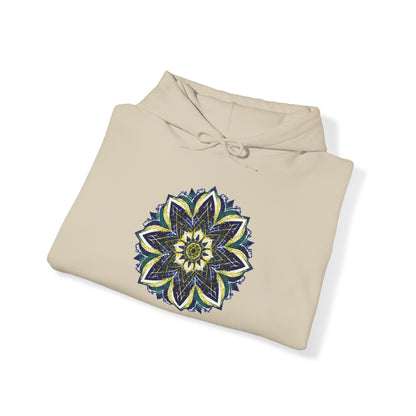 Men's Blue and Yellow Mandala Pullover Hoodie