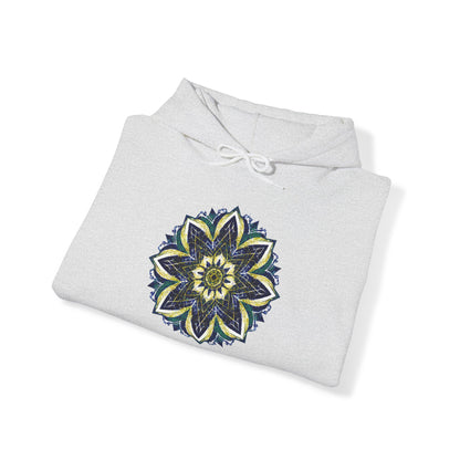 Men's Blue and Yellow Mandala Pullover Hoodie