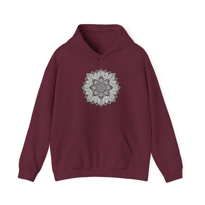 Women's Black And White Mandala Pullover Hoodie