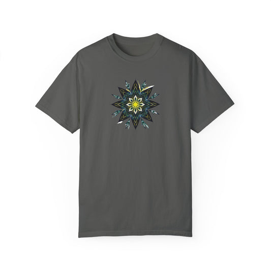 Men's Black and Yellow Mandala Tee