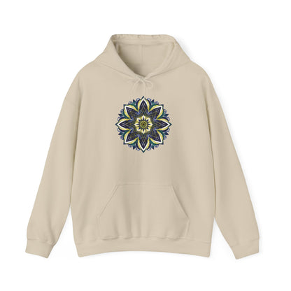 Men's Blue and Yellow Mandala Pullover Hoodie