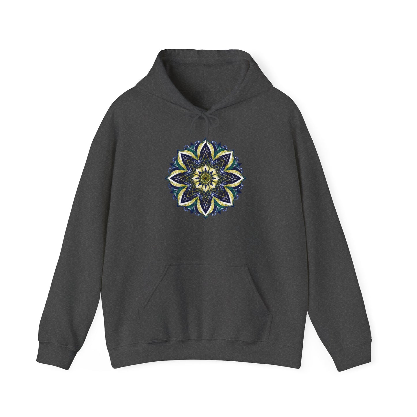 Men's Blue and Yellow Mandala Pullover Hoodie