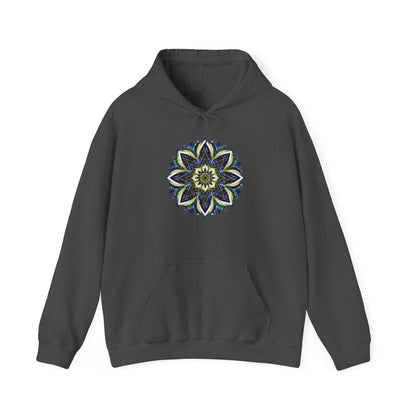 Men's Blue and Yellow Mandala Pullover Hoodie