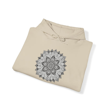 Men's Black and White Mandala Pullover Hoodie