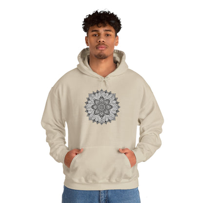 Men's Black and White Mandala Pullover Hoodie