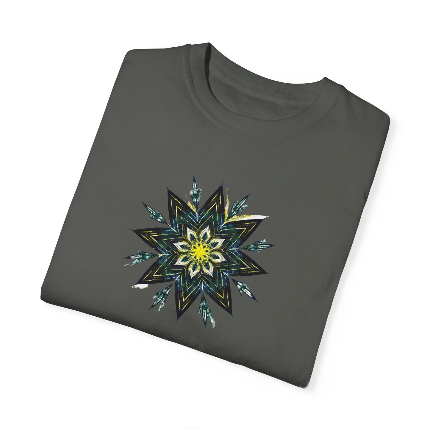 Men's Black and Yellow Mandala Tee