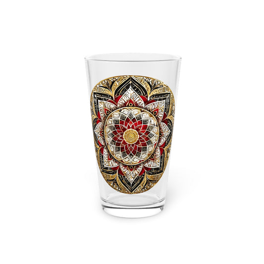 Black and Red Mandala Pint Glass