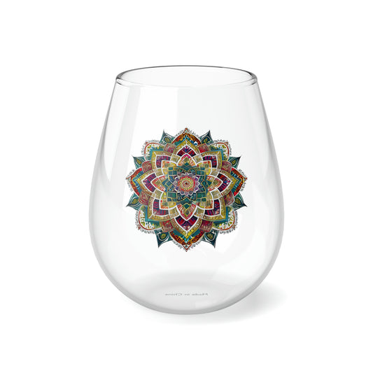 Multicolor Mandala Stemless Wine Glass