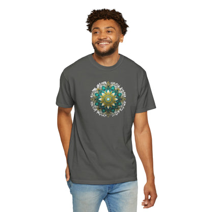 Men's Teal and Gold Mandala Tee