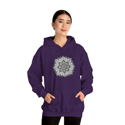 Women's Black And White Mandala Pullover Hoodie