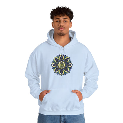 Men's Blue and Yellow Mandala Pullover Hoodie