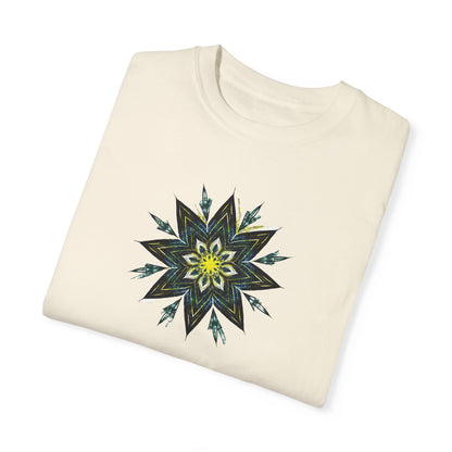 Men's Black and Yellow Mandala Tee