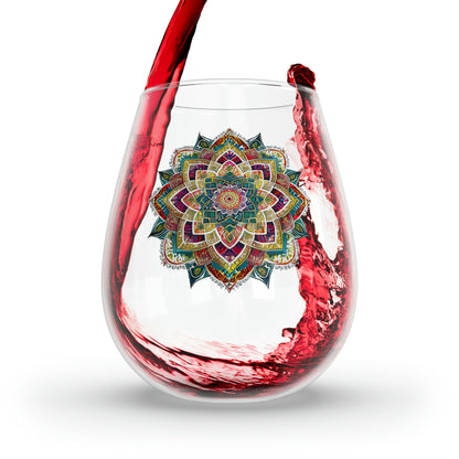 Multicolor Mandala Stemless Wine Glass