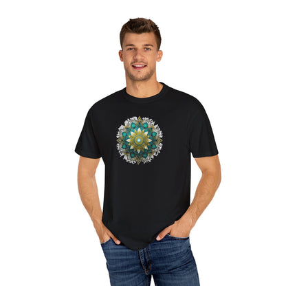 Men's Teal and Gold Mandala Tee