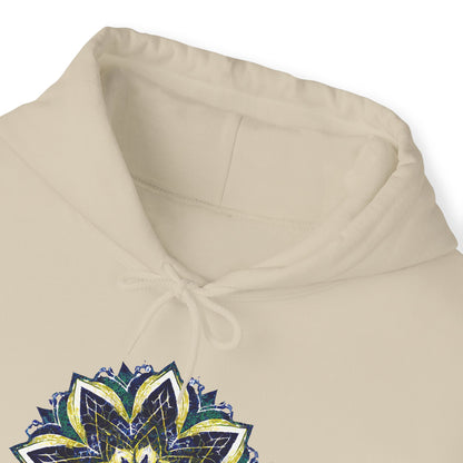 Men's Blue and Yellow Mandala Pullover Hoodie