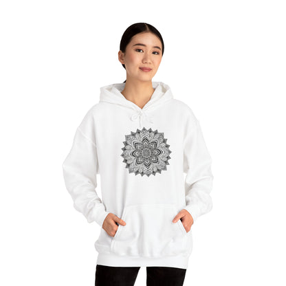 Women's Black And White Mandala Pullover Hoodie