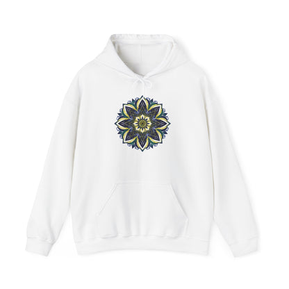 Men's Blue and Yellow Mandala Pullover Hoodie