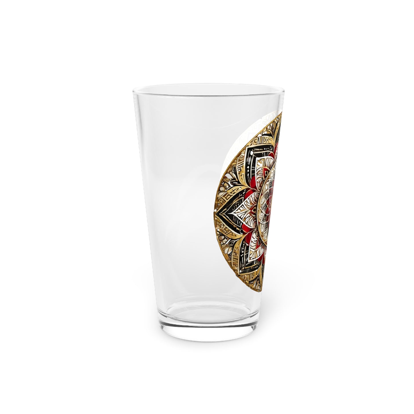 Black and Red Mandala Pint Glass