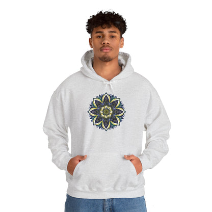 Men's Blue and Yellow Mandala Pullover Hoodie