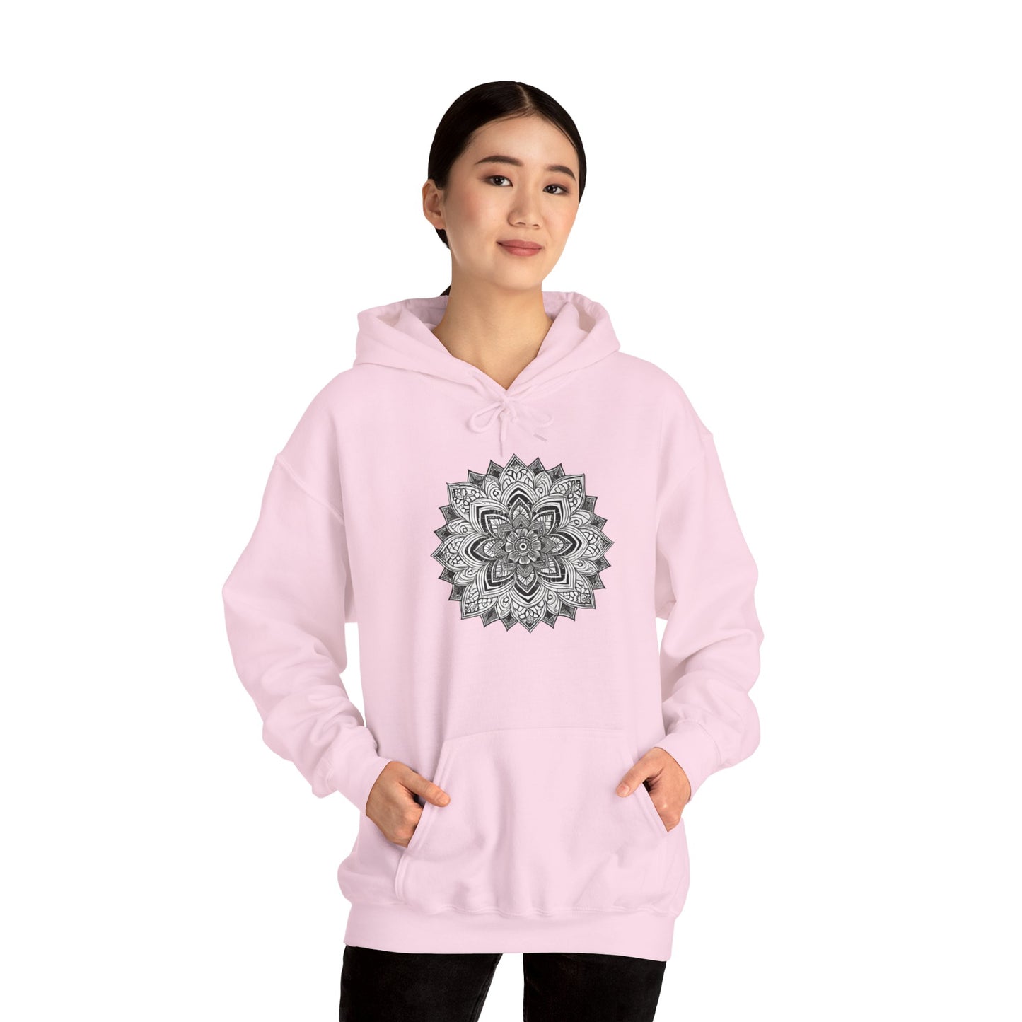 Women's Black And White Mandala Pullover Hoodie