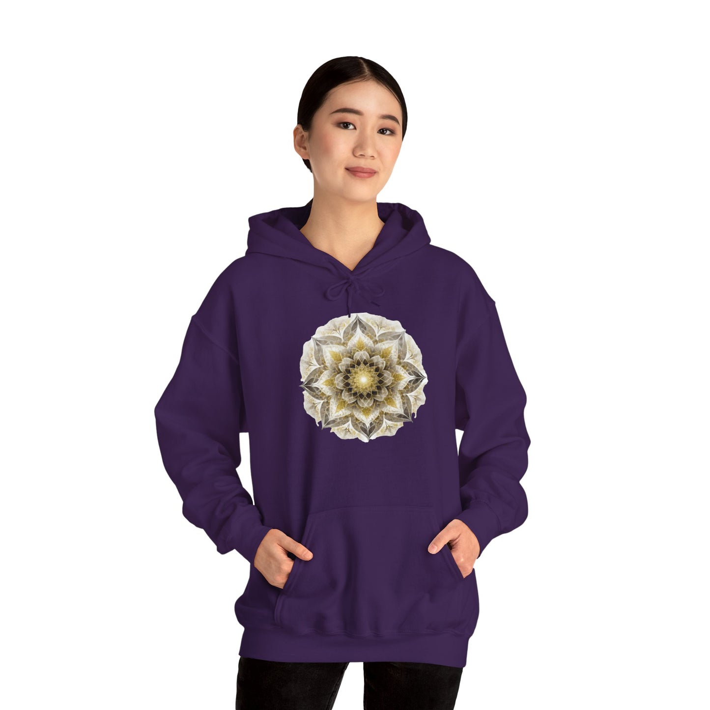 Women's Black and Gold Mandala Pullover Hoodie