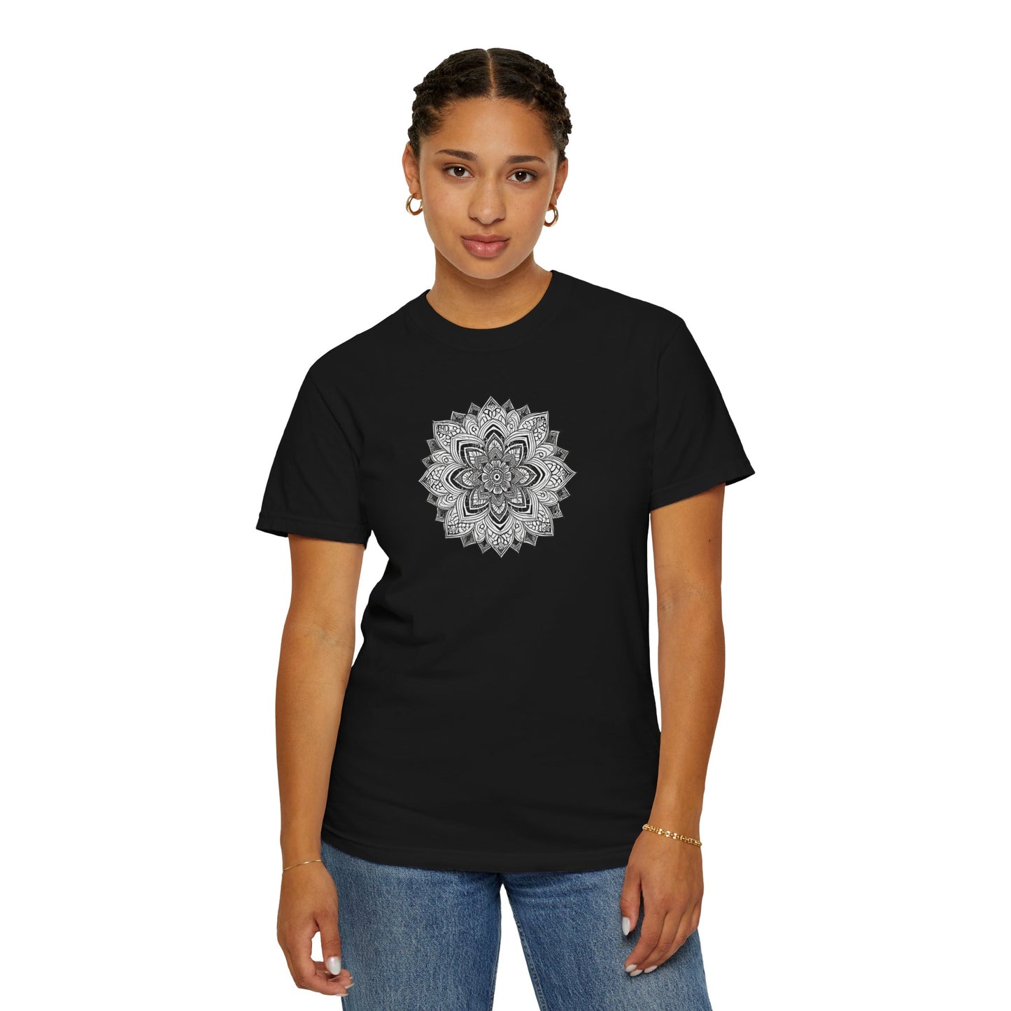 Women's Black and White Mandala Tee