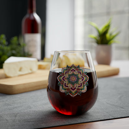 Multicolor Mandala Stemless Wine Glass