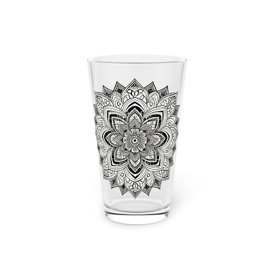 Black and White Mandala Pint Glass