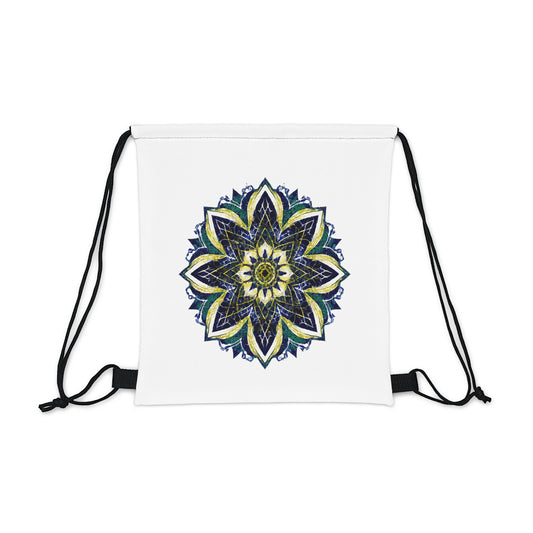 Blue and Yellow Mandala Drawstring Bag