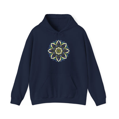 Men's Blue and Yellow Mandala Pullover Hoodie