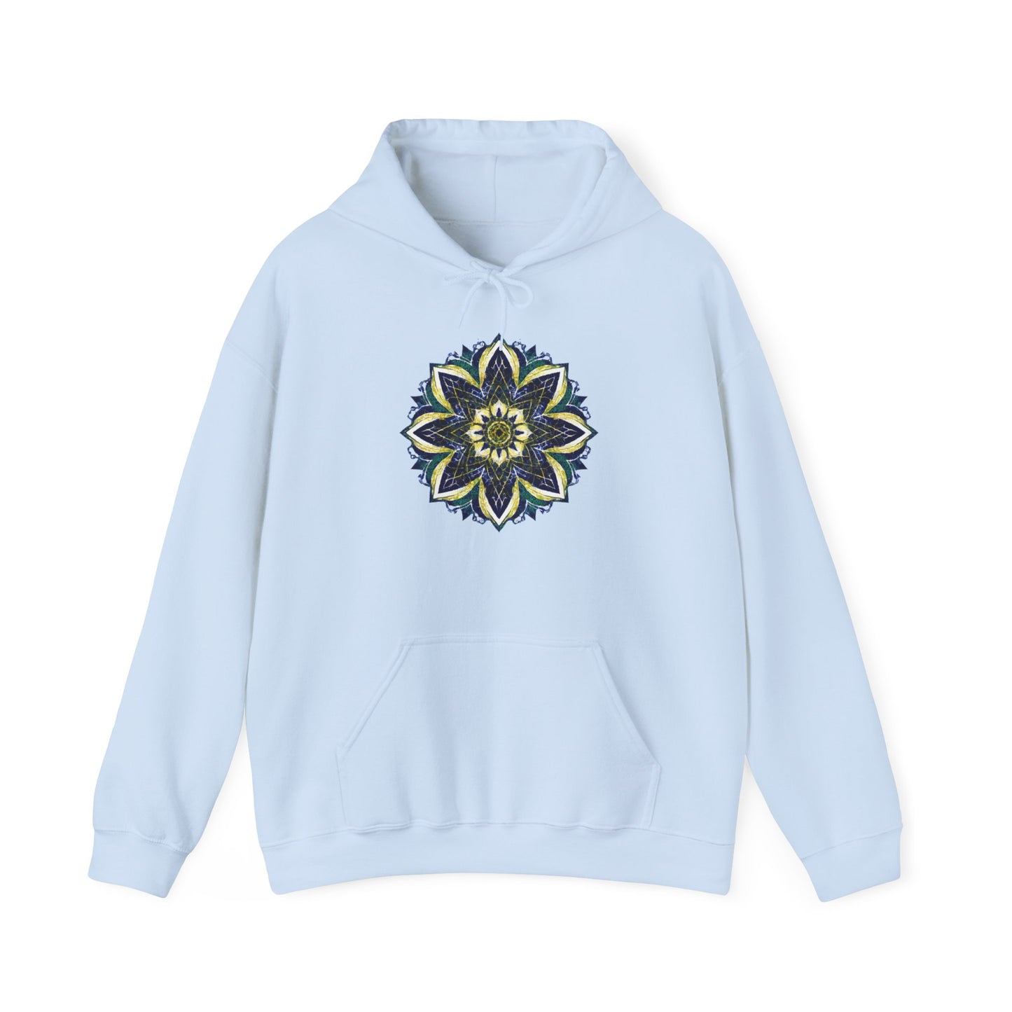 Men's Blue and Yellow Mandala Pullover Hoodie