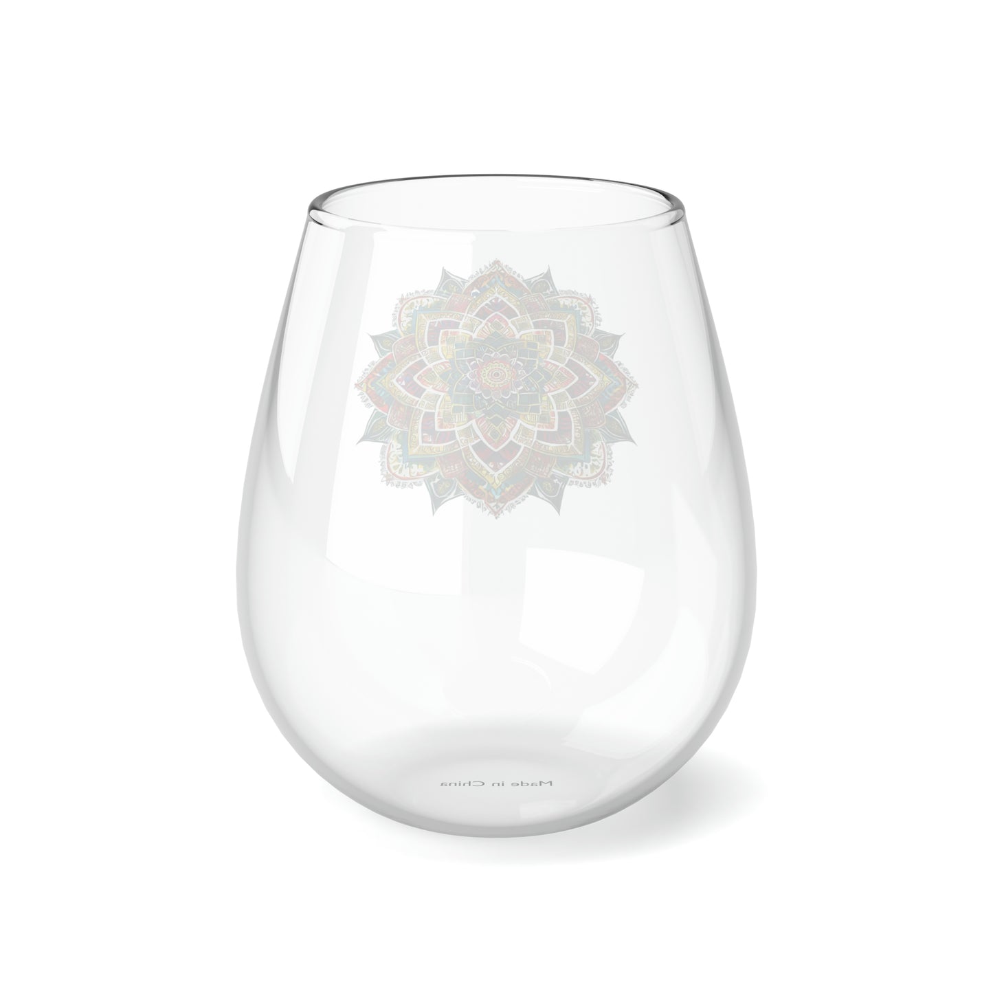 Multicolor Mandala Stemless Wine Glass