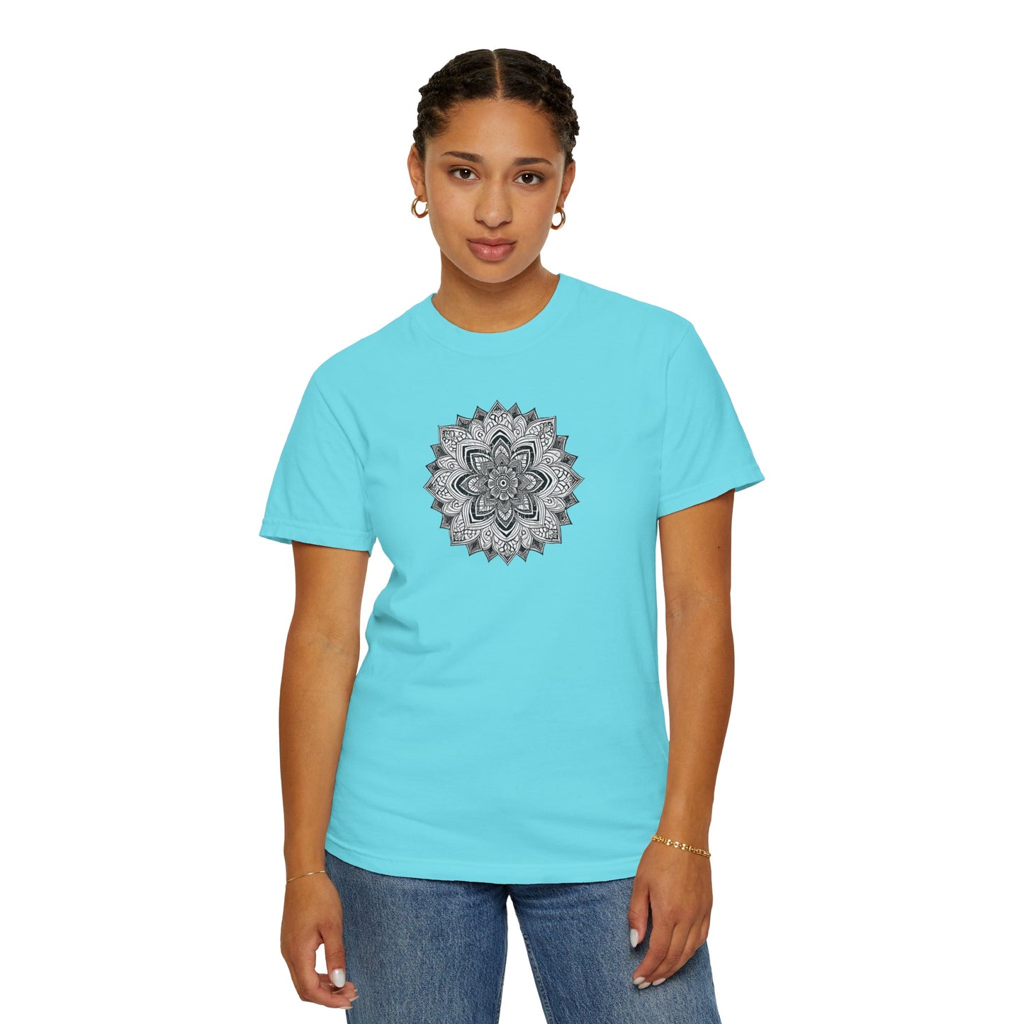 Women's Black and White Mandala Tee