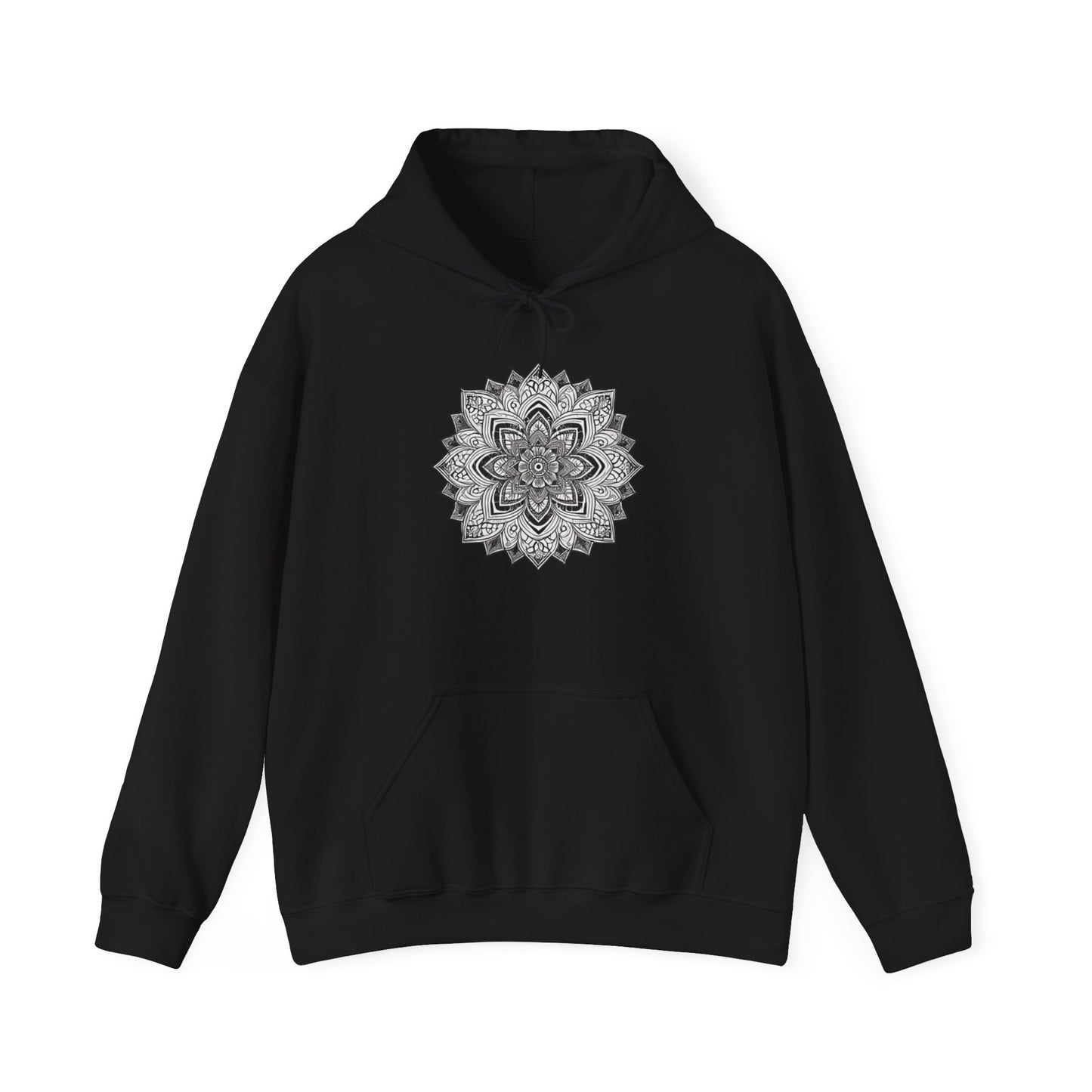 Men's Black and White Mandala Pullover Hoodie