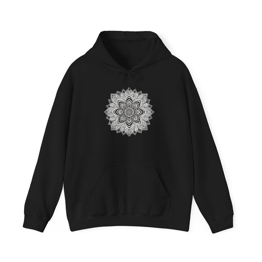 Men's Black and White Mandala Pullover Hoodie