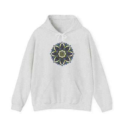 Men's Blue and Yellow Mandala Pullover Hoodie