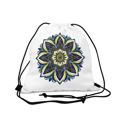 Blue and Yellow Mandala Drawstring Bag