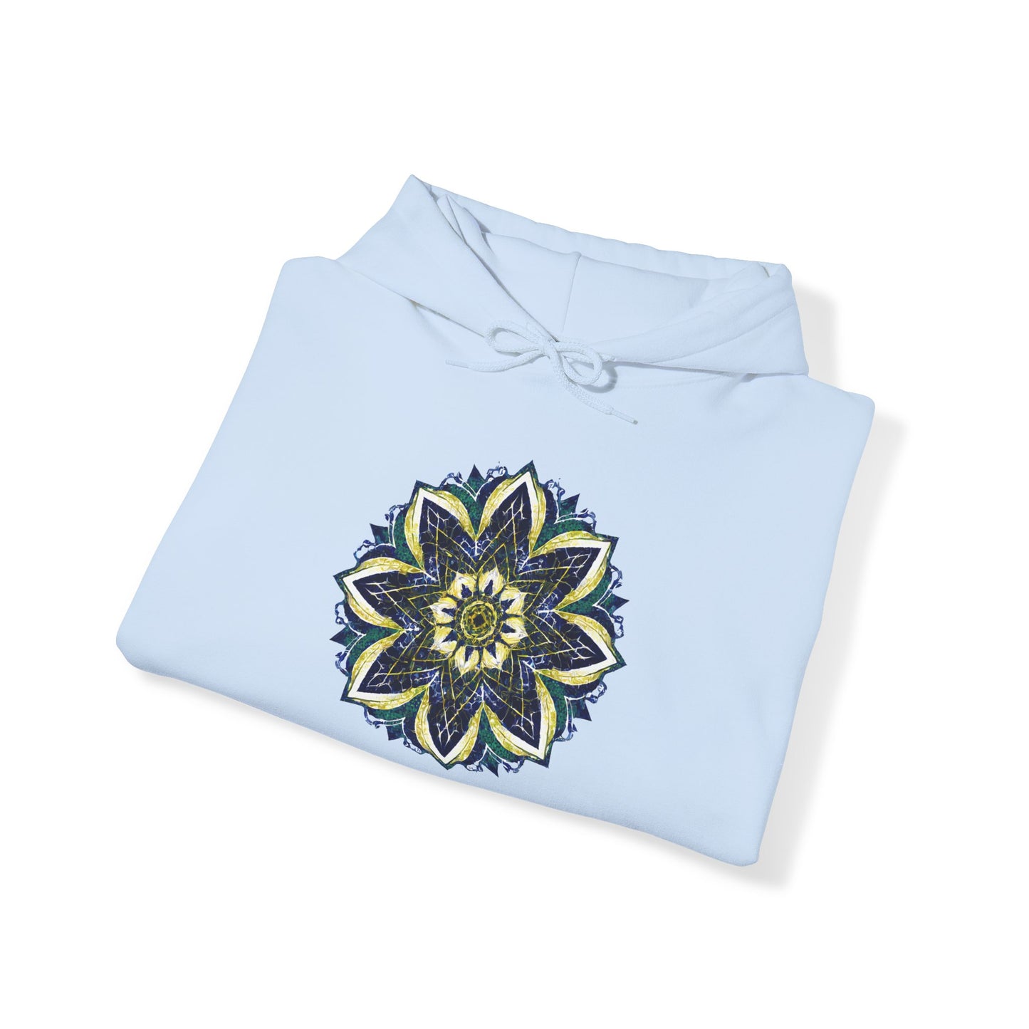 Men's Blue and Yellow Mandala Pullover Hoodie