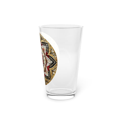 Black and Red Mandala Pint Glass