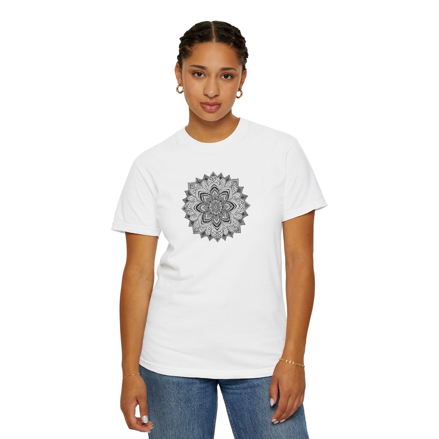 Women's Black and White Mandala Tee