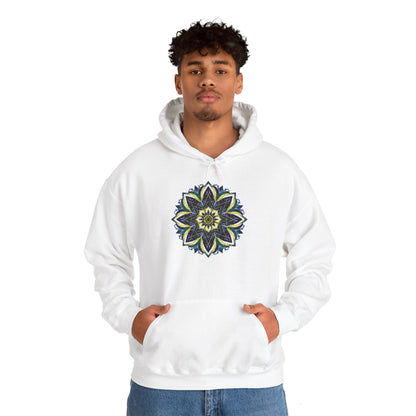 Men's Blue and Yellow Mandala Pullover Hoodie