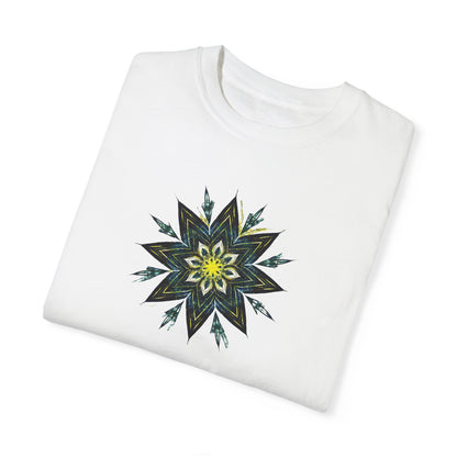 Men's Black and Yellow Mandala Tee