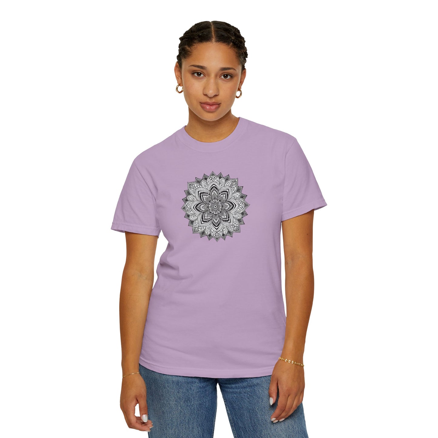 Women's Black and White Mandala Tee